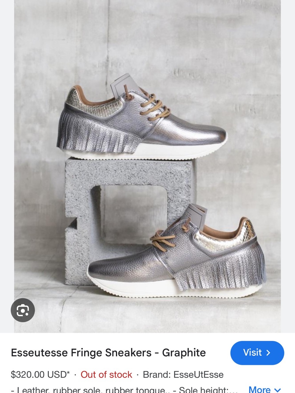 Fringe Sneakers - Silver Metallic Size 38
